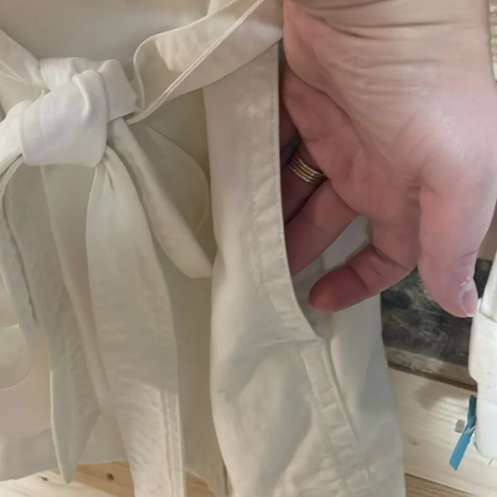 Sonoma size XL White Soft Denim Double-Breasted Trench Coat with Pockets - Picture 7 of 11